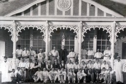 Cricket at the pavilion, 1909